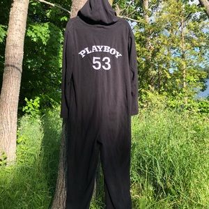 hooded fleece playboy onesie